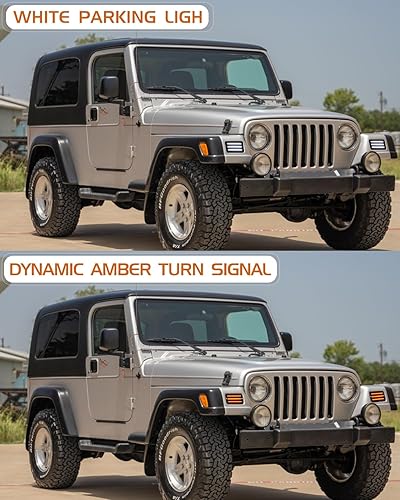 Miniatura 4 de Luces LED secuenciales direccionales delanteras blancas DRL para Jeep Wrangler TJ 1997-2006, parachoques de lente ahumada, lámparas de esquina