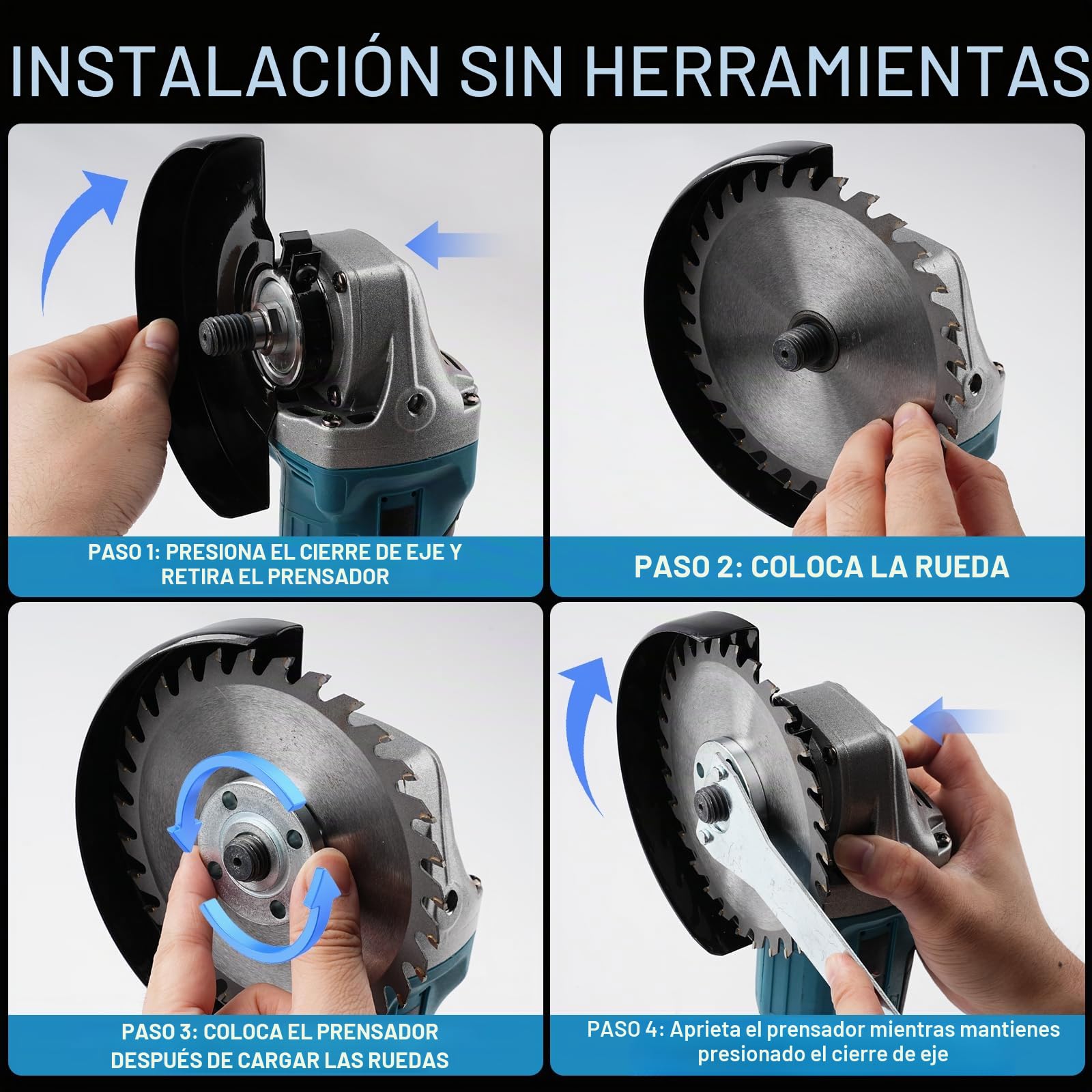 Mini Amoladora Angular a Bateria 21V 125mm, Motor Sin Escobillas 15000RPM