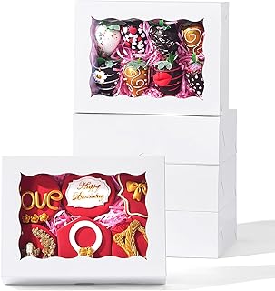 50PCS 8x5x2 Inch Chocolate Covered Strawberries Boxes Bakery Boxes with Window for Chocolate Truffle,Donut, Browines Cookies,Cakesickle &Christmas Valentine's Easter Mother's Day