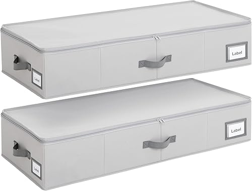 Cupic Cupid Contenedores de almacenamiento debajo de la cama, organizador plegable grande con tapa para dormitorio, caja de almacenamiento debajo de