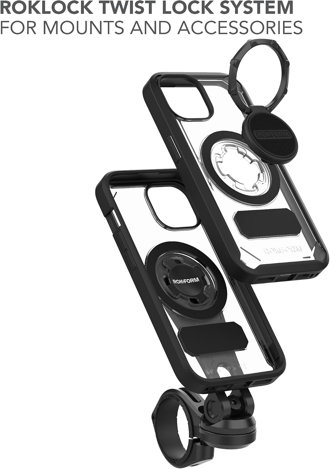 Rokform - iPhone 15 Crystal Case + Magnetic Windshield Suction Phone Mount