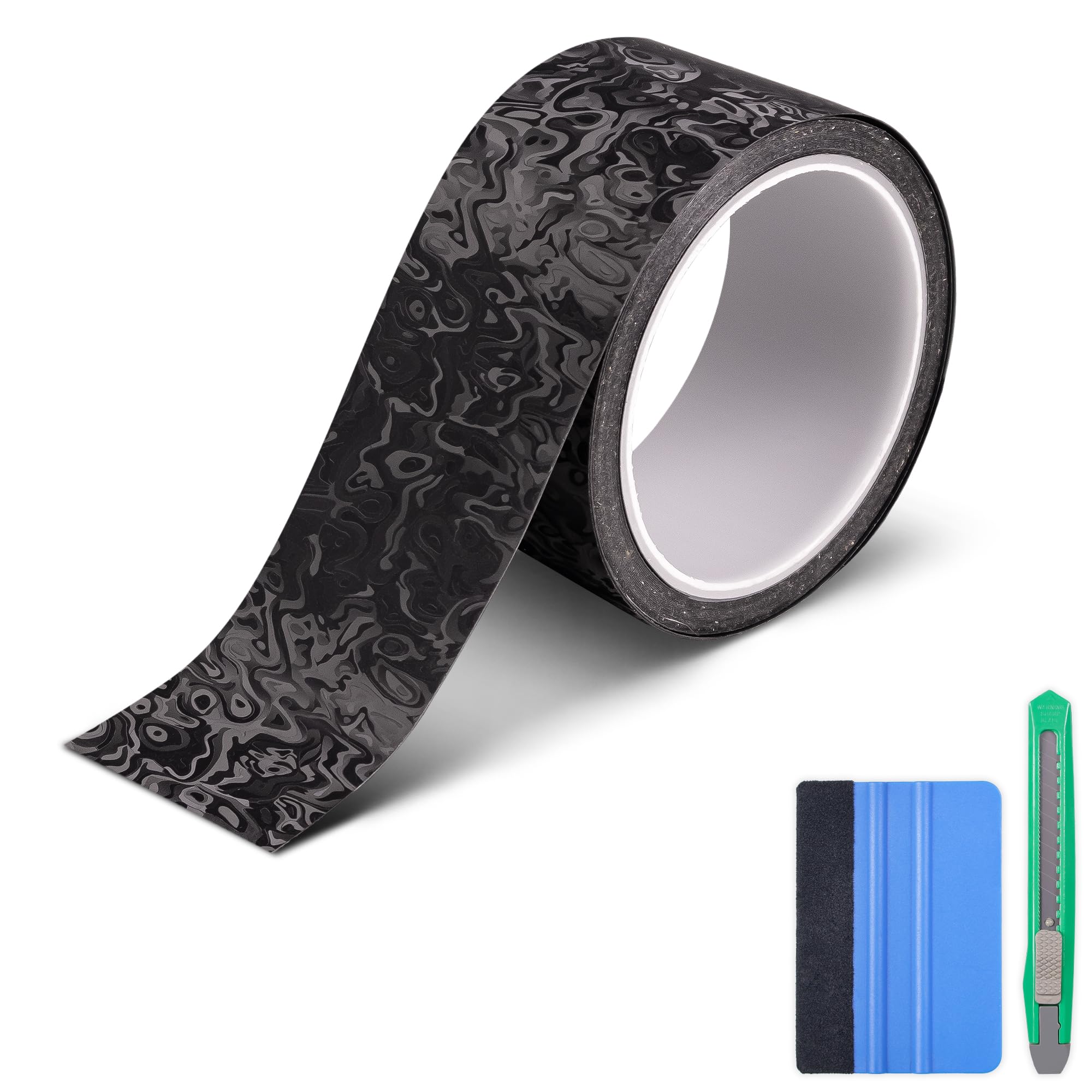 Lypumso Forged Carbon Fiber Vinyl Wrap, 3D Cosmic Ghost Textured Auto Car Sticker Decal Film Sheet DIY Vehicle Paint Changing Wrap Featuring Air Release Technology (Black, 2in x 20ft)