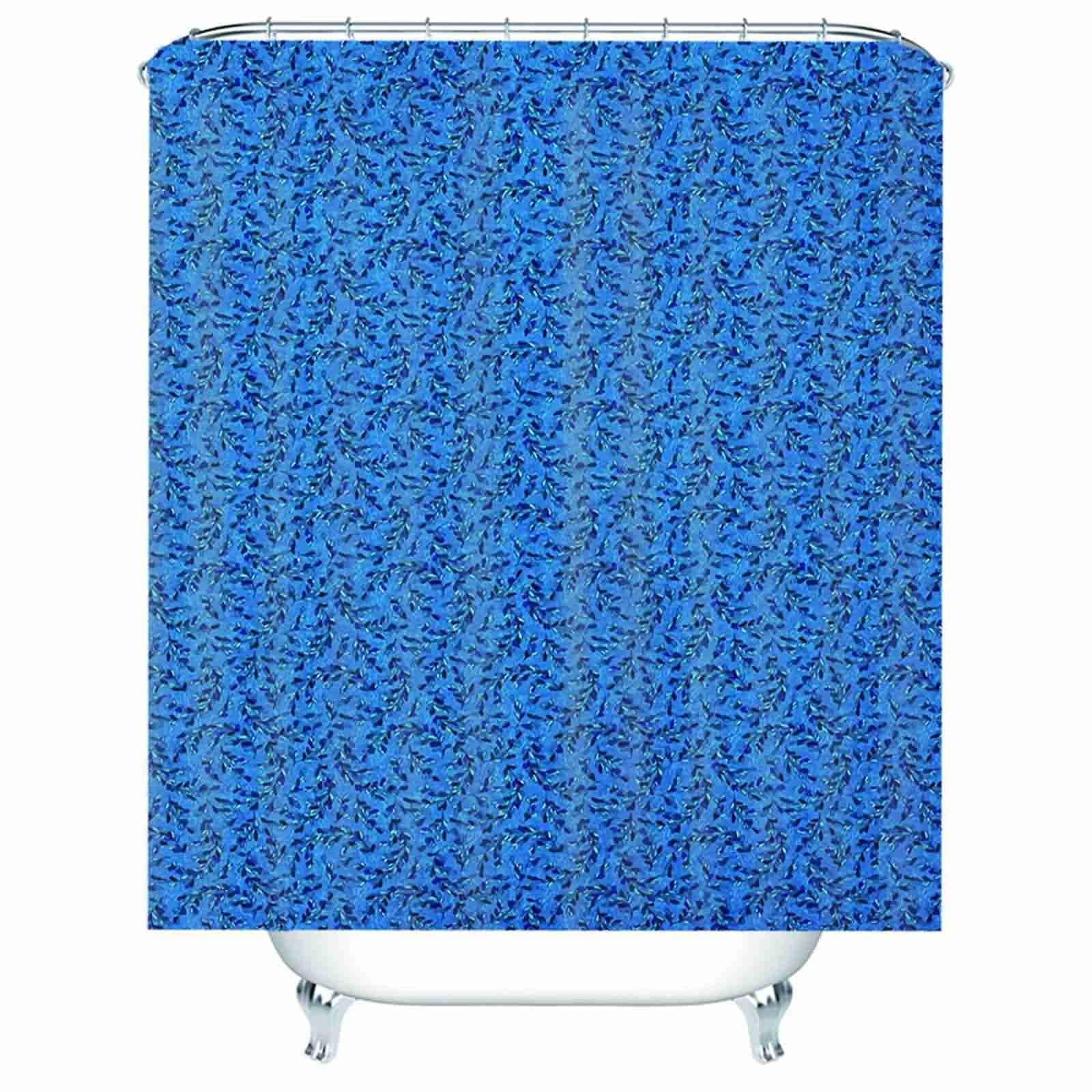 Rideau de douche extra-long 180x180 tissu bleu imperméable avec anneaux double hook