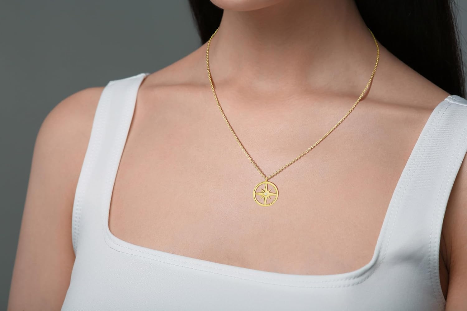 GAVU 925 Sterling Silver Compass Necklace for Women, Dainty Sterling Silver Necklace for Women