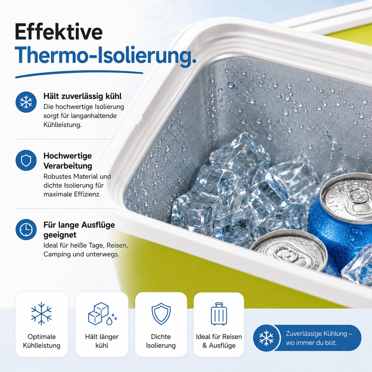 Glacière Isotherme 15L – Avec Bloc Réfrigérant Et élément De Refroidissement Inclus – Pour Voiture, Camping, Pique-nique, Plage