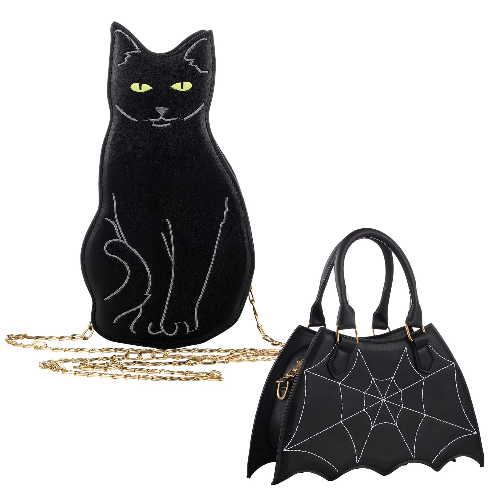2 Pcs Halloween Purse Bat Spider Web Crossbody Handbag Black Cat Purse Crossbody Bags for Women-picture-26
