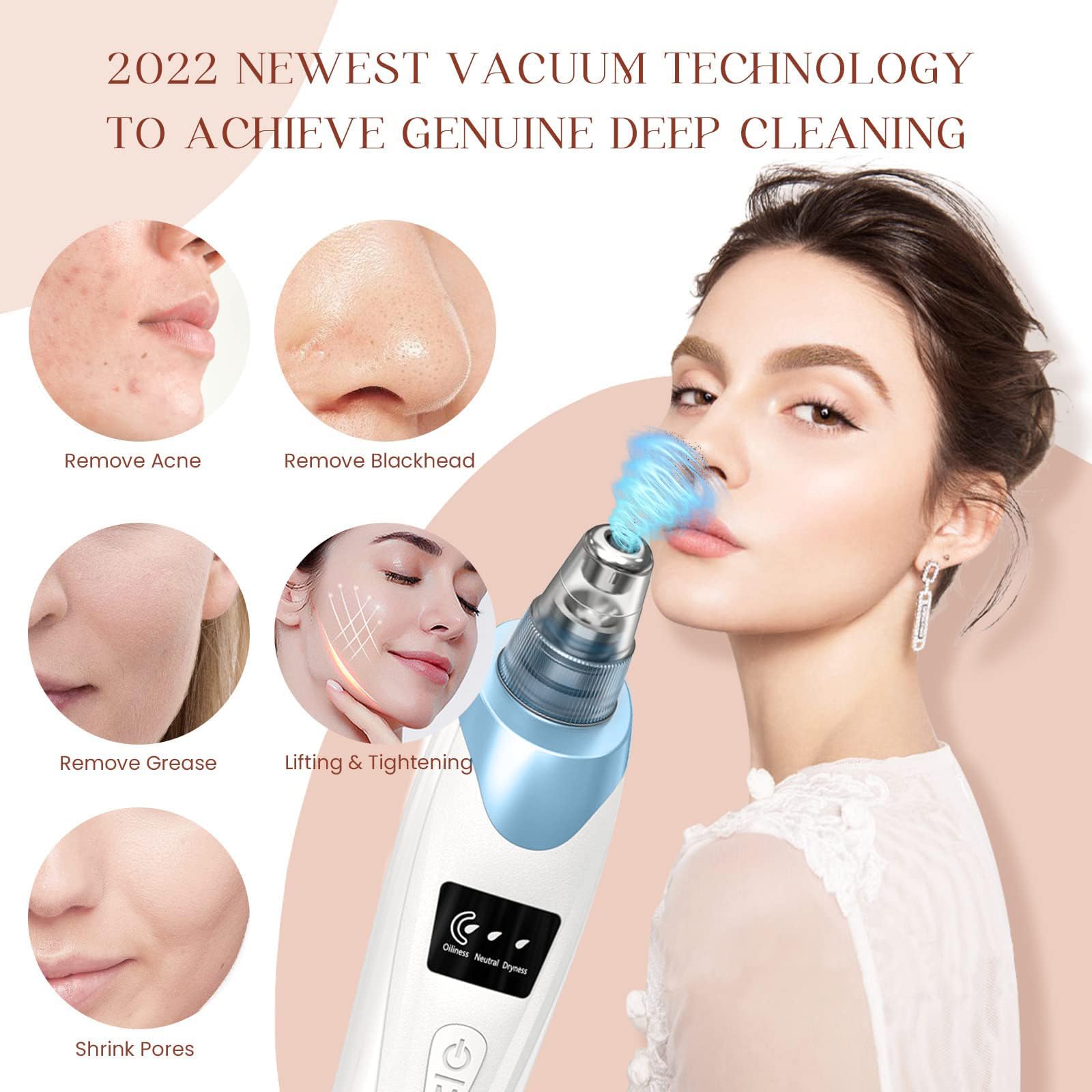 Photo 1 of 2025 Blackhead Remover Pore Vacuum,Facial Pore Cleaner-5 Suction Power,5 Probes,USB Rechargeable Blackhead Vacuum Kit Electric Acne Extractor Tool for Adult
