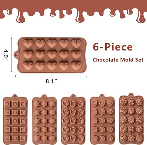 Miniatura 2 de Paquete de 6 moldes de chocolate para dulces, moldes de gelatina antiadherente de grado alimenticio, molde de crayón, molde de silicona para