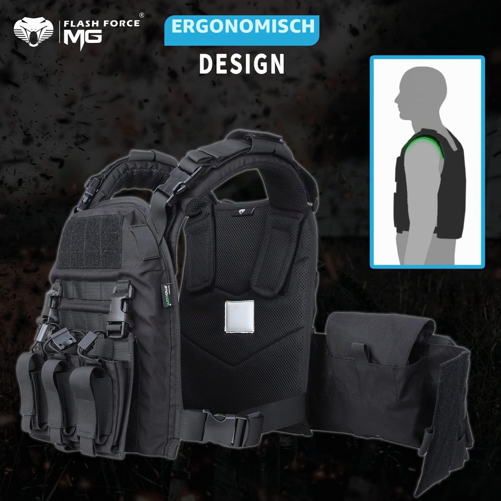 MGFLASHFORCE Taktische Airsoft Paintball Weste, Molle Chest Rig
