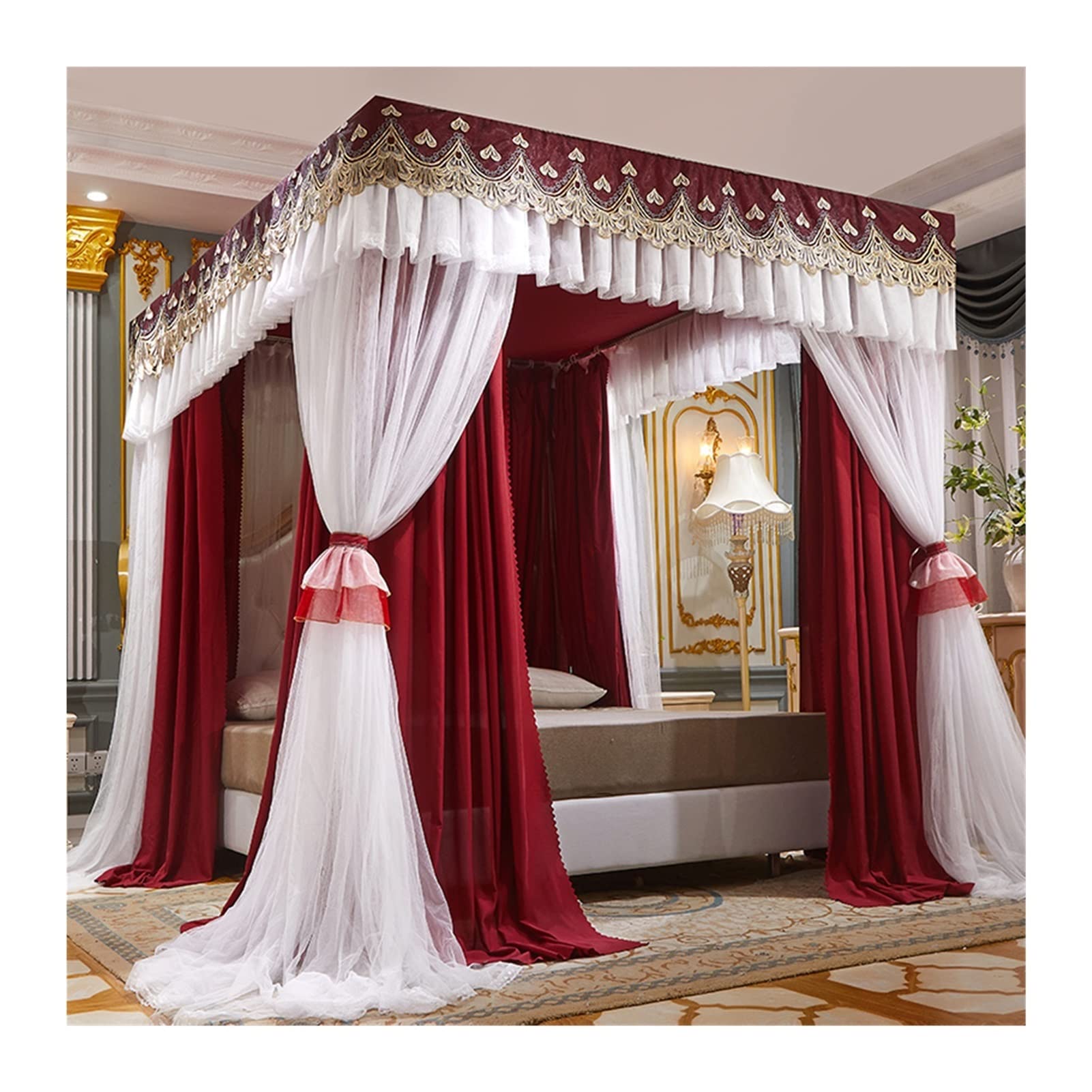 GTHTUHFD Bed Canopy Double Bed Mosquito Net, Interior Bedroom Decoration Luxury Bed Canopy, Dustproof Bedroom Bed Curtain,150x200x200cm