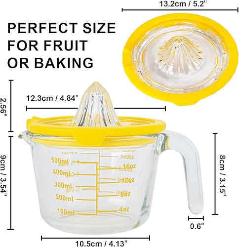 Miniatura 3 de Cartman Exprimidor de naranja y limón cítrico, exprimidor manual amarillo, escariador de cítricos de vidrio, exprimidor manual de limón y lima,