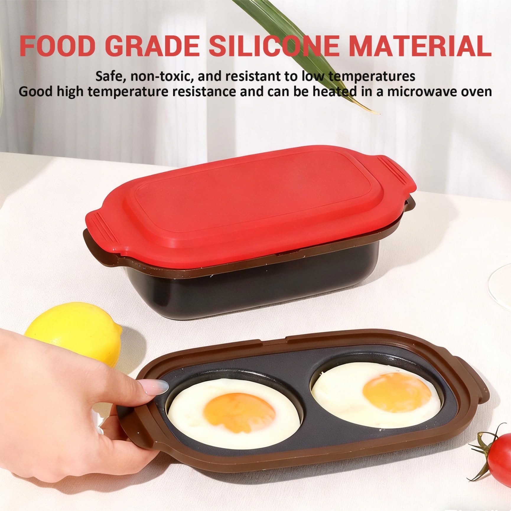Cuociuova per microonde e padella grill per microonde con coperchio Pentole antiaderenti per grigliare, rosolare e friggere verdure, panini carne