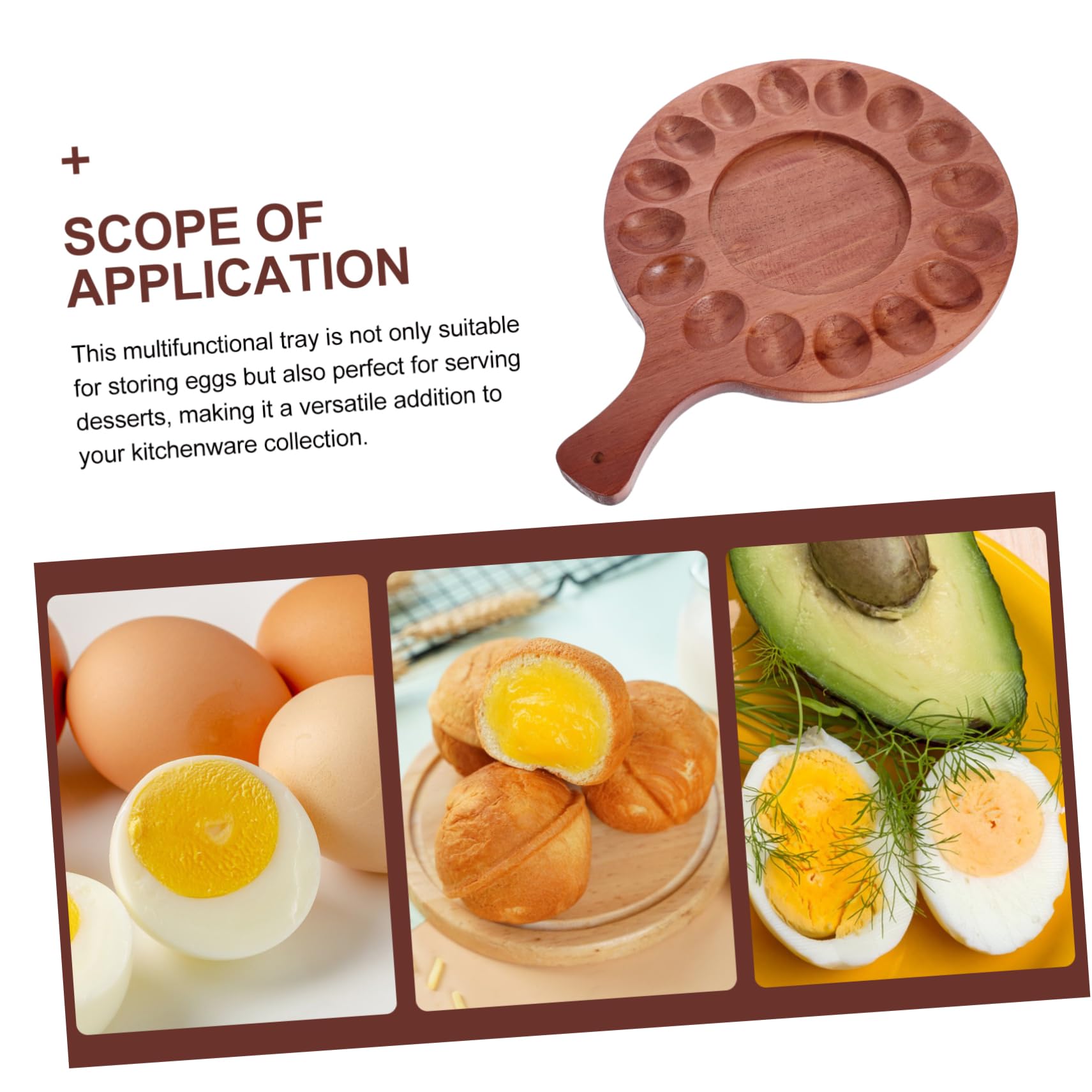 BRIGHTFUFU Wooden Egg Tray Soft Boiled Egg Holder Deviled Serving Plate Double-sided Dessert Plate Reusable Storage