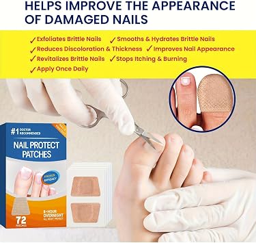 Nail Fungus Treatment Patches 72 Pcs Extra Strength for Toenail & Fingernail Fungal Infections Anti Fungal Nail Repair for Damaged, Discolored or Thick Nails