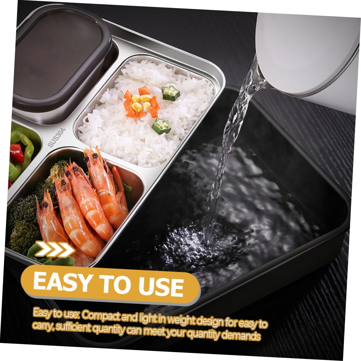 Stainless Steel Serving Tray 4 Compartments Food Plate Dividers Ideal for Lunch Boxes Kids Schools Cafeterias