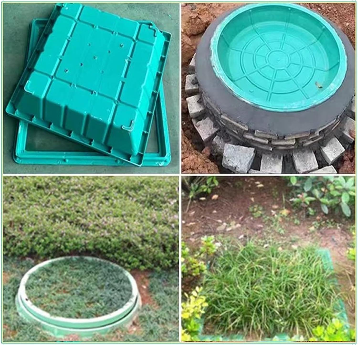 Heavy-Duty Round Septic Tank Lid Removable Invisible Manhole Cover for Yard/ParkEmbedded Inspection Cover Strong Load-Bearing Design (A40*40CM/15.7 * 15.7IN)