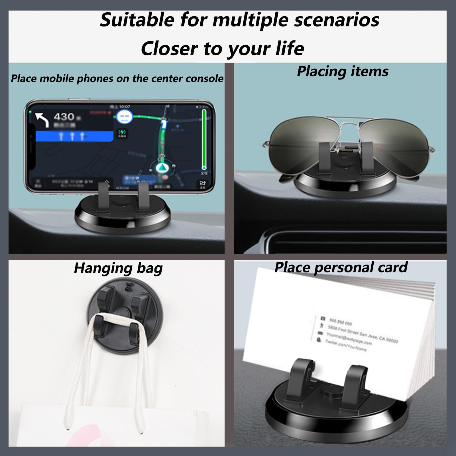 Mobile Phone Holder 360° Rotation, Smartphone Dashboard, Non-Slip Silicone, Strong Adhesive, iPhone — view 6