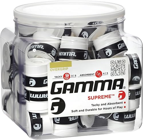 Gamma Sports Supreme Overgrip for Tennis, Pickleball, Squash, Badminton, and Racquetball Racquets, Multiple Pack Sizes and Colors Blanco