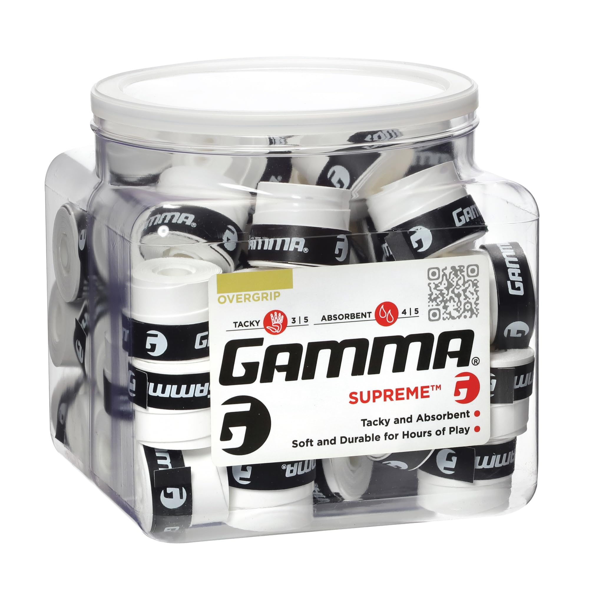 Gamma Sports Supreme Overgrip for Tennis, Pickleball, Squash, Badminton, and Racquetball Racquets, Multiple Pack Sizes and Colors