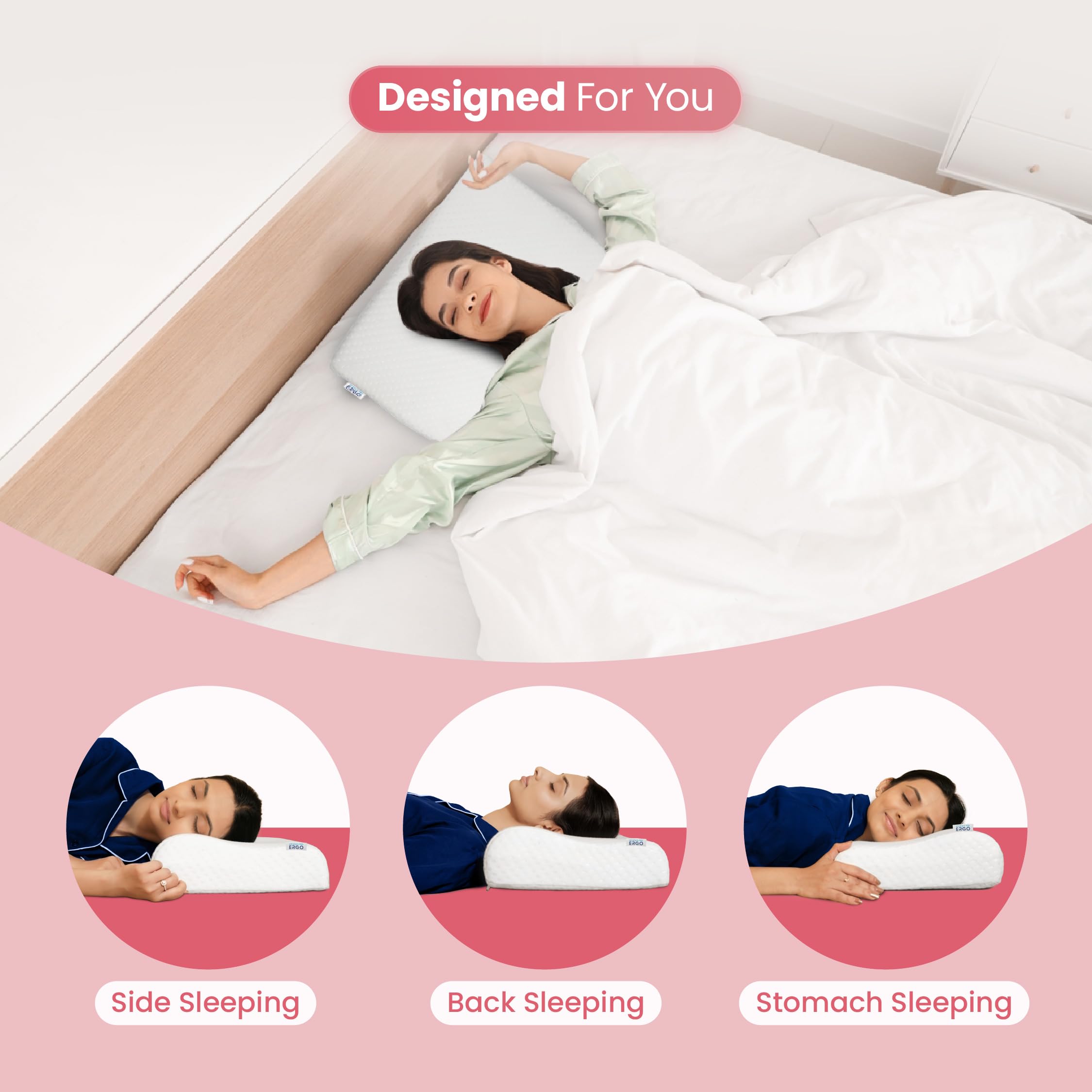UltraCare PRO Ergo Cervical Neck Pillow | Improves Sleep & Posture | Designed by Orthopadeics | Memory Foam | Dual Height | | Neck, Cervical & Shoulder Pain Relief Cushion 2