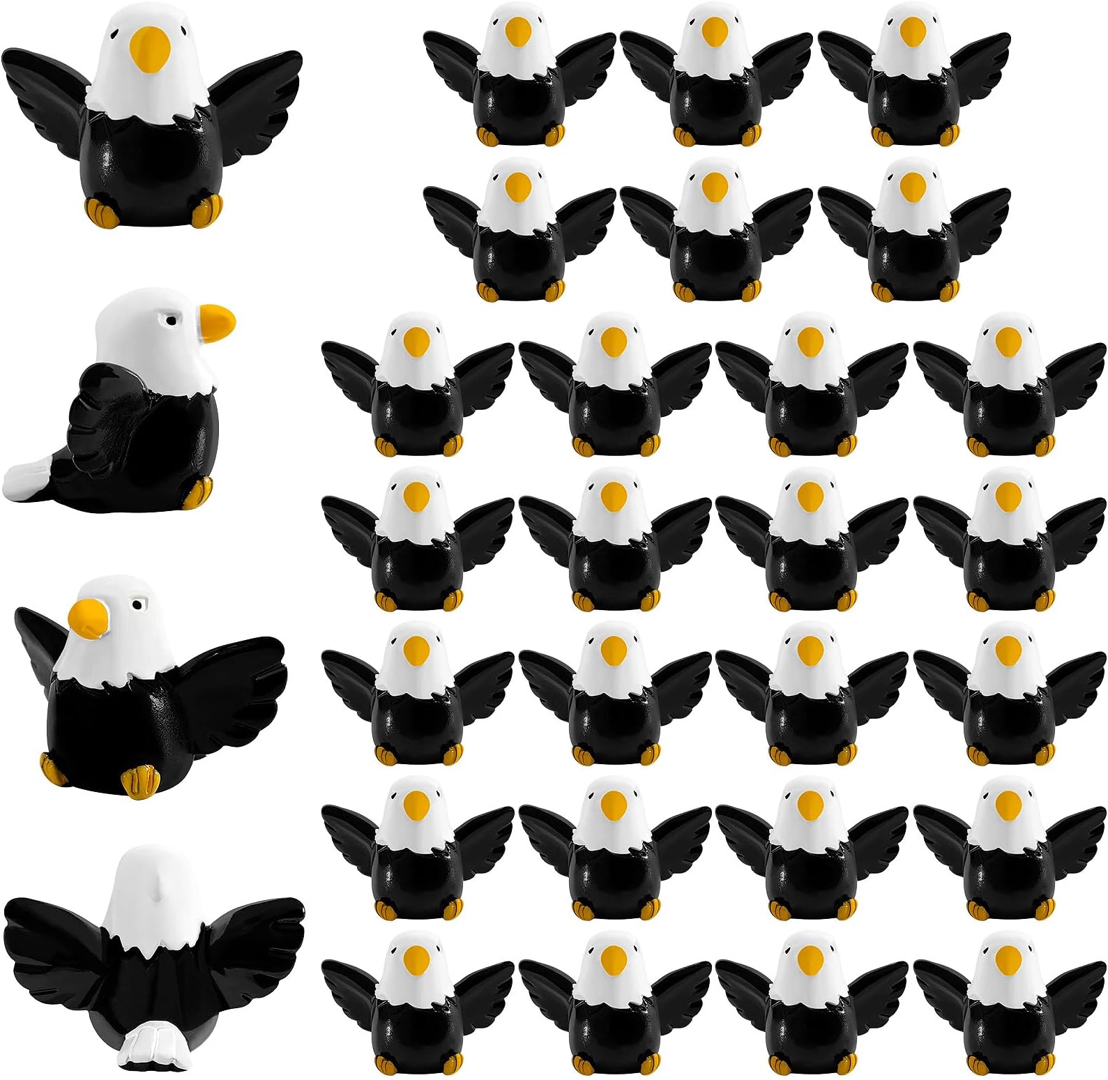 30 Pcs Mini Resin Bald Eagle Tiny Small Patriotic Bald Eagle Figurine Miniature Garden Decor,Bald Eagle Toy Figure for Independence Day Party Outdoor Lawn Garden