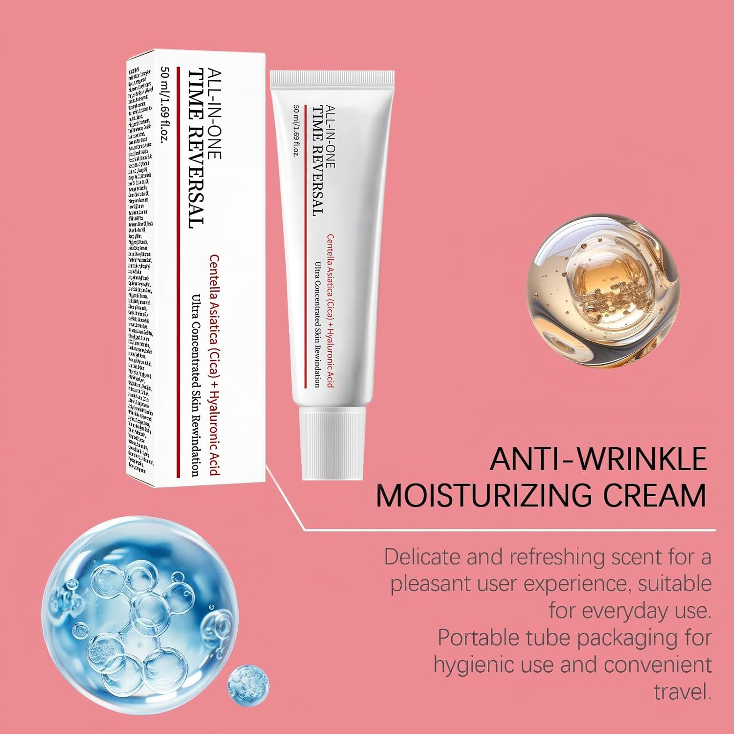 2Pcs Time Reverse Cream, All-In-One Face Moisturizer Cream with Centella for Hydrating & Nourishing Skin, Firms & Reduces Wrinkles, Collagen & Hyaluronic Acid