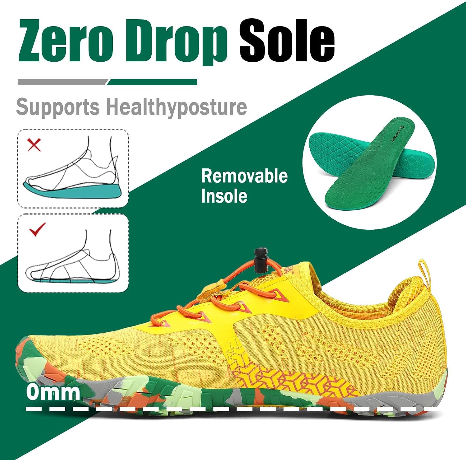 SAGUARO Men's Barefoot Shoes Women's Wide Toe Box Minimalist Sneakers Zero Drop Trail Running Shoe