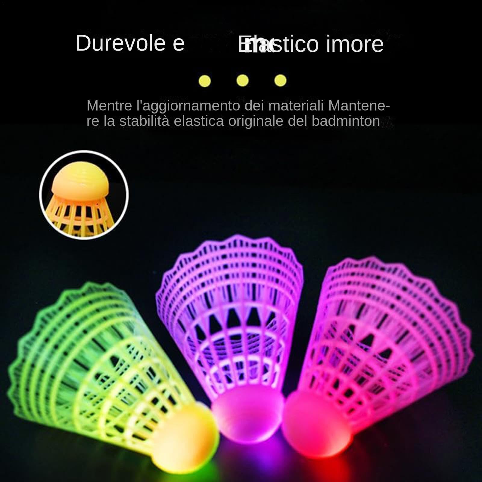 Illumina il badminton, il badminton a LED | Volani da badminton con illuminazione a LED - Badminton colorato 3X nylon ad alta elasticità per giochi da giardino, giocattoli sportivi per interni all'ape