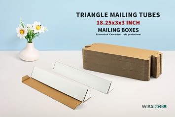 Triangle Mailing Tubes, 18.25x3x3 inch Shipping Box, 25-Pack