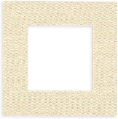 12x12 Mat Bevel Cut for 8x8 Photos - Precut Fresh Linen Canvas Square Shaped Photo Mat Board Opening - Acid Free Matte to Protect Your Pictures - Bevel Cut for Family Photos, Pack of 1 Matboard