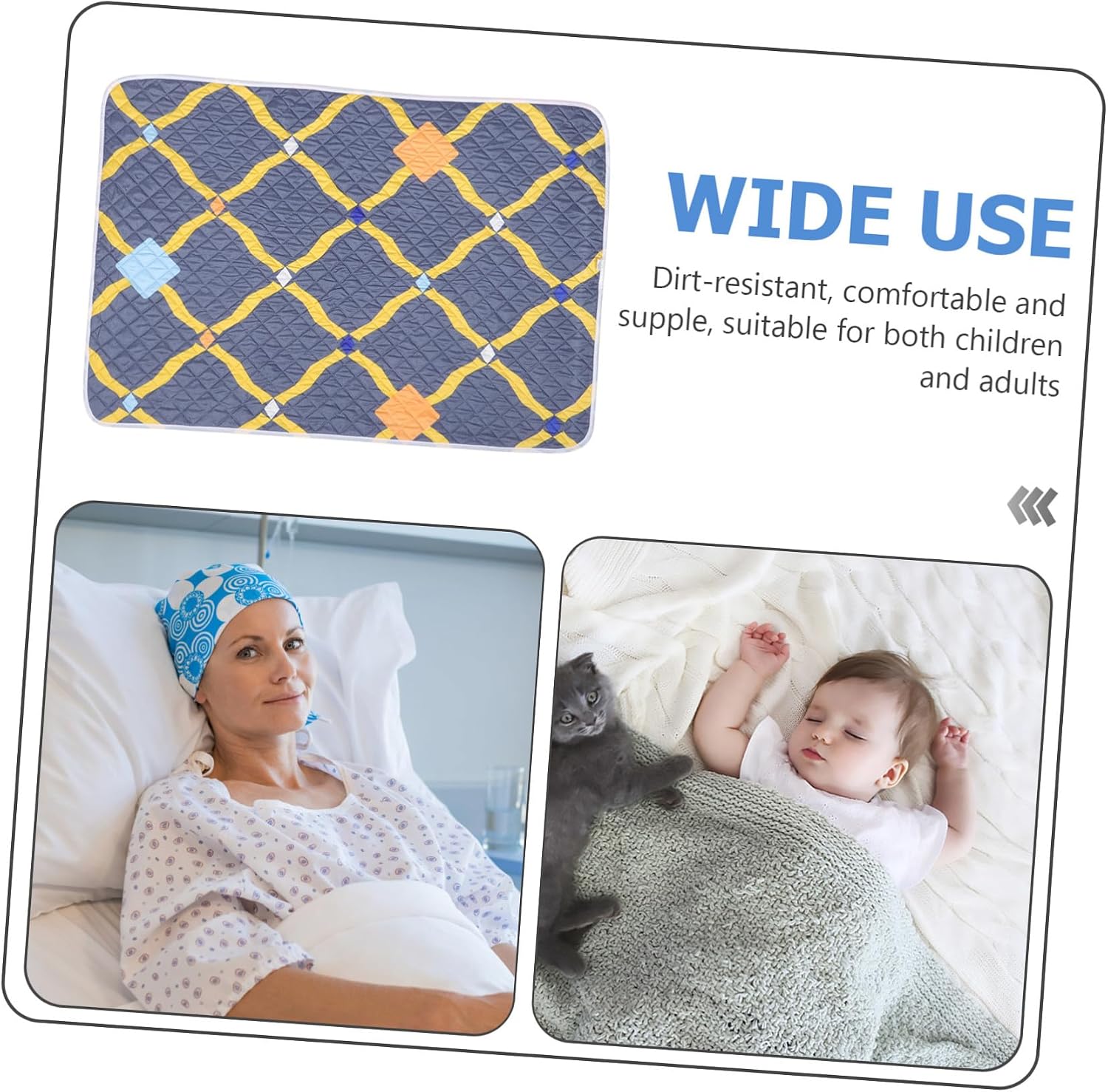 Absorbent Cotton Bed Mattress Pad for Patients and Boy Girl Washable Reusable Under Pad for Menstruation Portable Bed Mat for Elderly