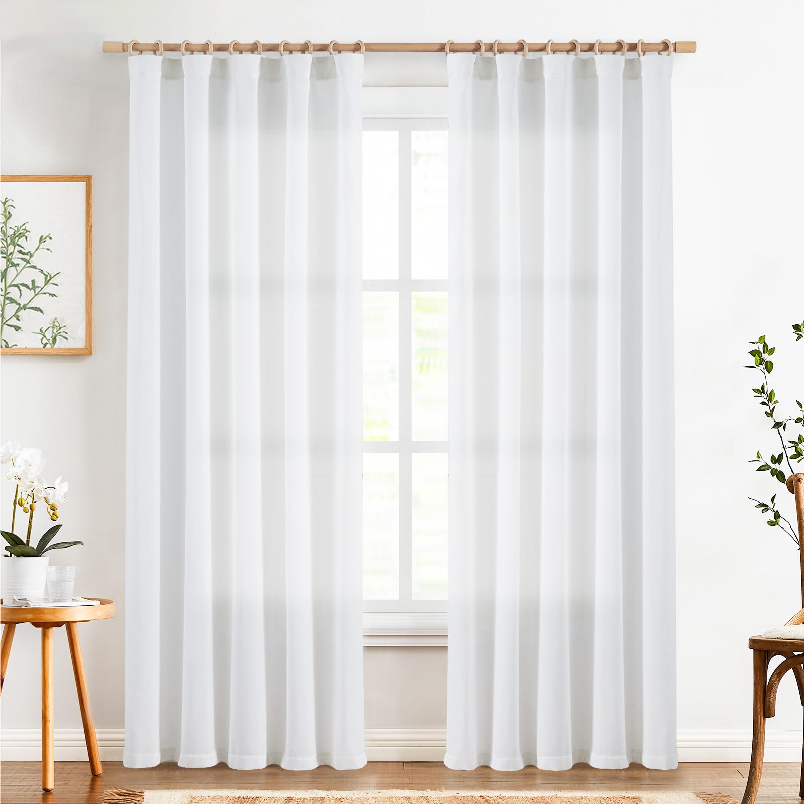 Amazon.com: jinchan White Linen Curtains 84 Inchs Length Light