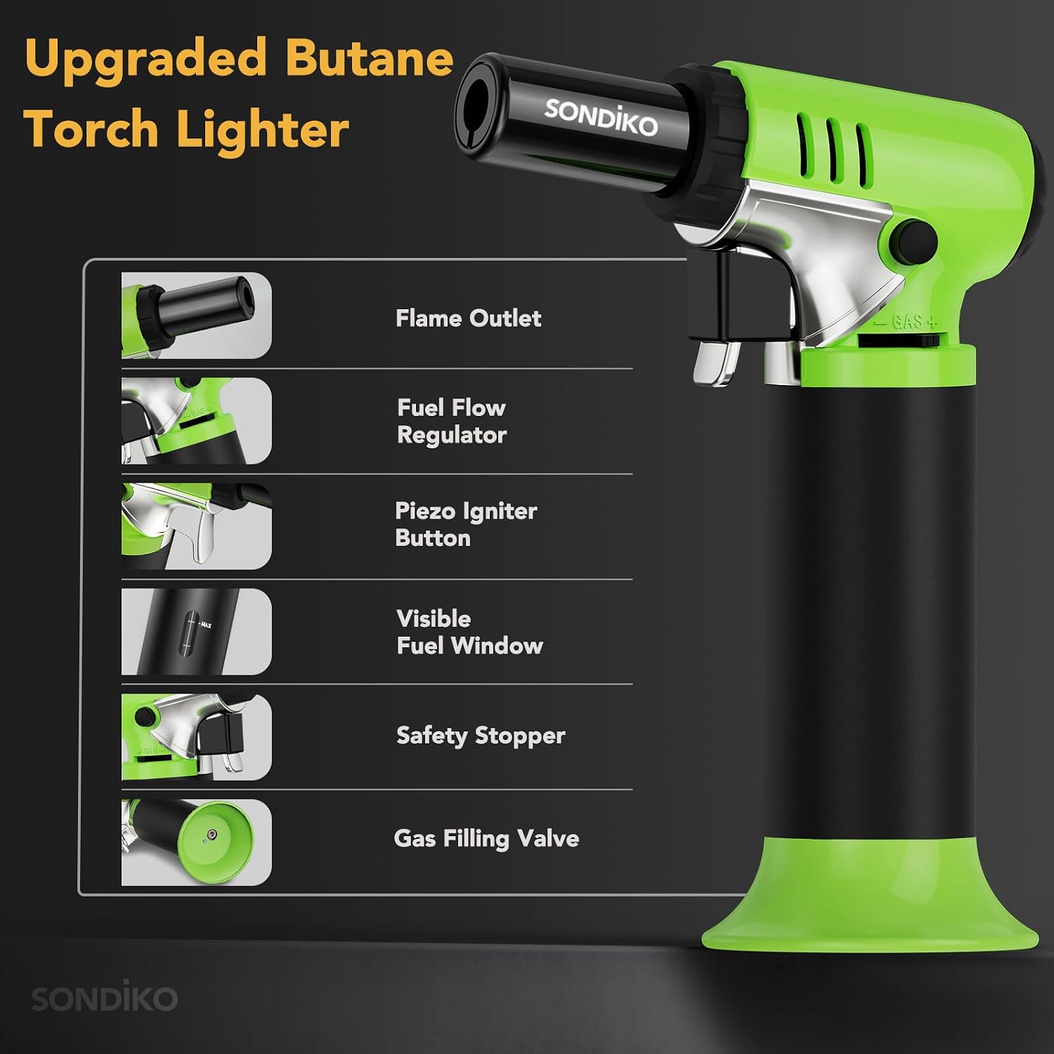 Sondiko Butane Torch, Refillable Soldering Torch with Visible Fuel Window image 3