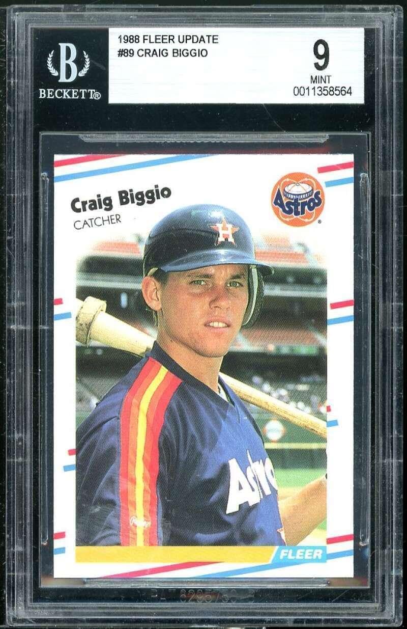 Craig Biggio Rookie Card 1988 Fleer Update #U-89 BGS 9 - Baseball Slabbed Rookie Cards
