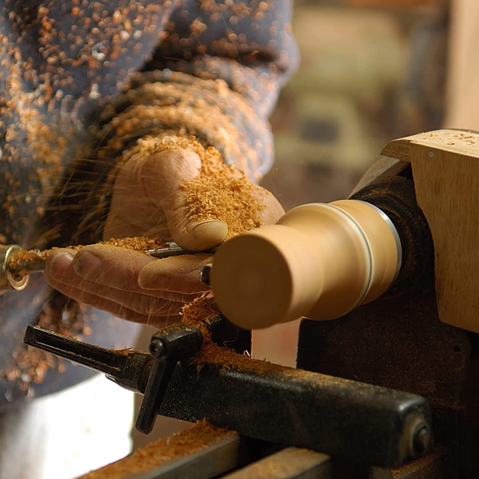 Outils de tournage du bois avec lame, poignées en bois dur, jeu de ciseaux de tour à bois 8 pièces, ensemble de gouges en acier rapide avec viroles en laiton et étui en bois pour le rangement