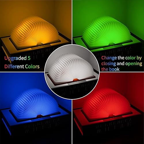 Miniatura 4 de Vergissm Luz de libro de madera, 3 colores plegable lámpara de libro luz blancaluz amarillacolores de luz amarilla cálida LED libro luz para