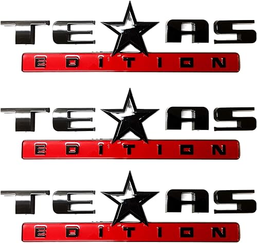 Miniatura 16 de 1 emblema de edición de Texas plateado, negro, plateado y rojo, todo negro/negro y rojo/bandera estadounidense plateada, bandera estadounidense