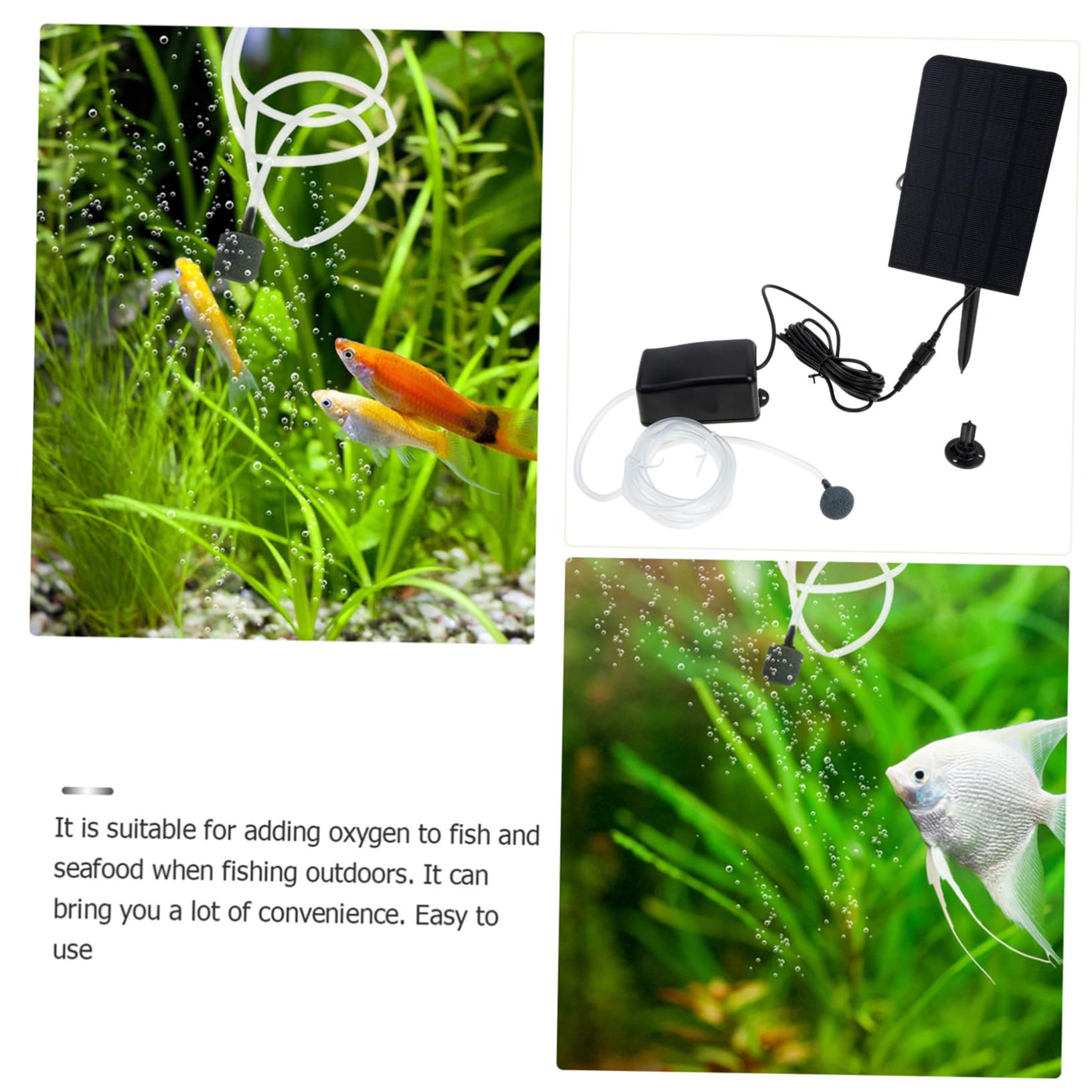 Happyyami 1set Pompa Per Solare Aeratore Energetico Per Acquari e Laghetti Silenziosa e Efficiente Per Pesci Ornamentali e Piante Acquatiche