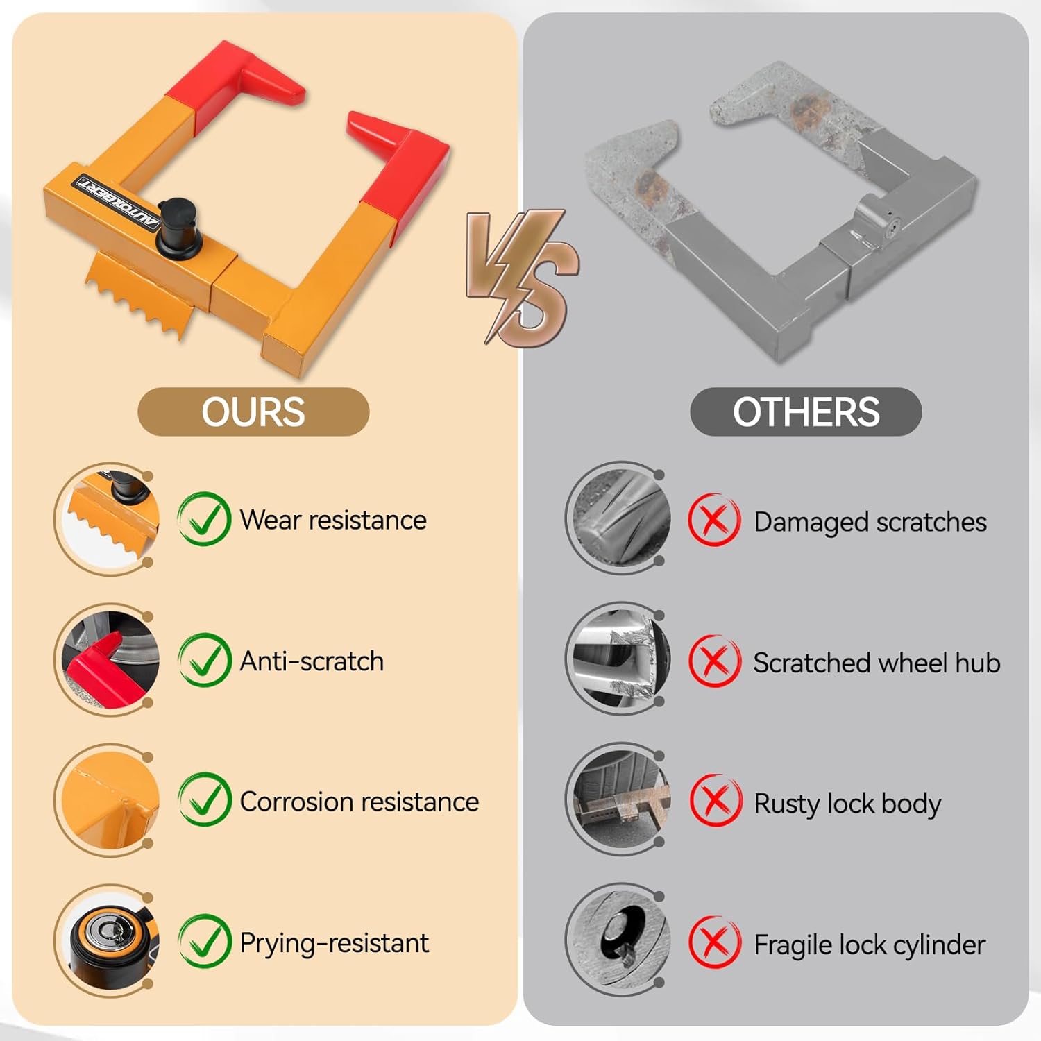 AUTOXBERT Universal Wheel Lock Anti Theft for Trailer, Fits 7"-12" Tires,Trailer Tire Boot Wheel Lock Car Parking Boot for SUV Boats ATV RV Vans Trucks Camper Golf Cart, 4 Keys