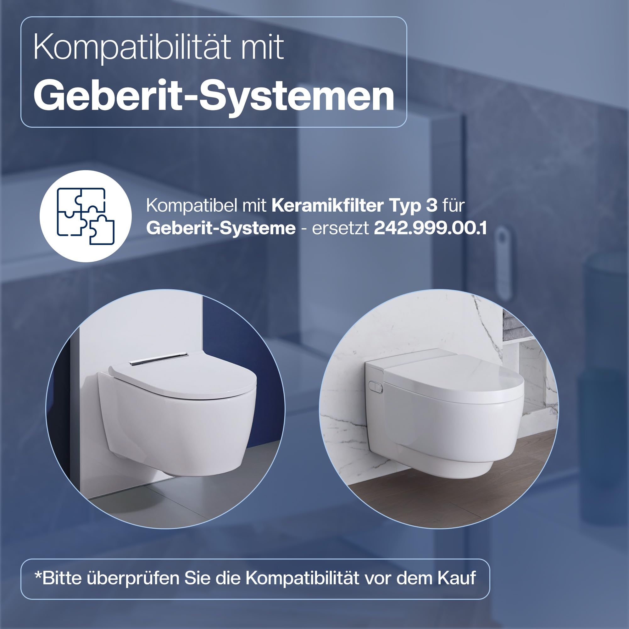 2x Keramikfilter Typ 3 für Geberit AquaClean – ersetzt 147.072.00.1 & 242.999.00.1 – Keramikwabenfilter für Dusch-WC Geruchsabsaugung – kompatibel mit AquaClean Mera, Tuma & Sela