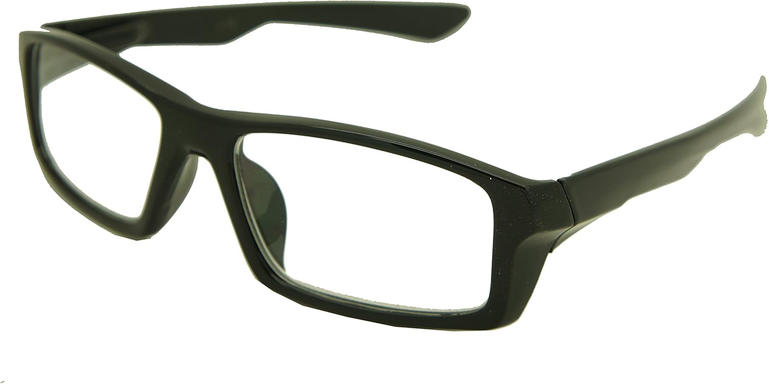 ColorViper Sports basic square reader Unisex spring hinge Reading Glasses 55mm-17mm-132mm (shiny black, 1.25)
