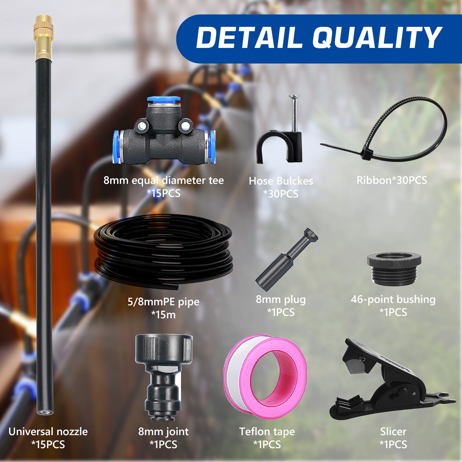 15M Systeme Irrigation Jardin, Kit de Système d'irrigation avec 15 Buses Réglables, Arrosage Automatique de Jardin, Arroseur 360° Réglable, Arrosage Goutte à Goutte pour Jardin, Cour, Pelouse, Serre