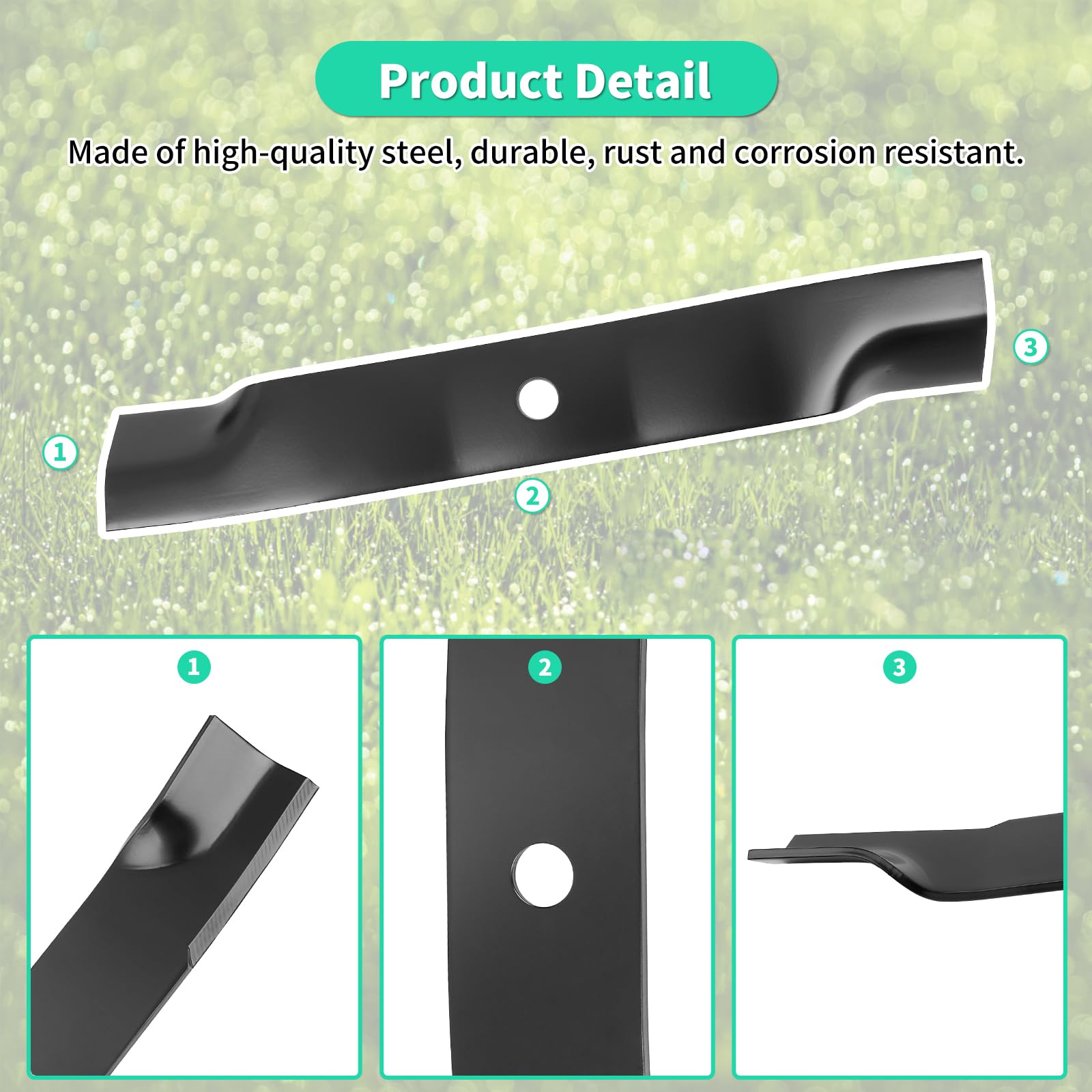 Cuchillas de alta elevación M128485 para cubierta de 60 pulgadas, cuchillas de cortacésped TCU15881 compatibles con cortacésped John Deere 737 757 797 997, sustituye a M131958 M144196