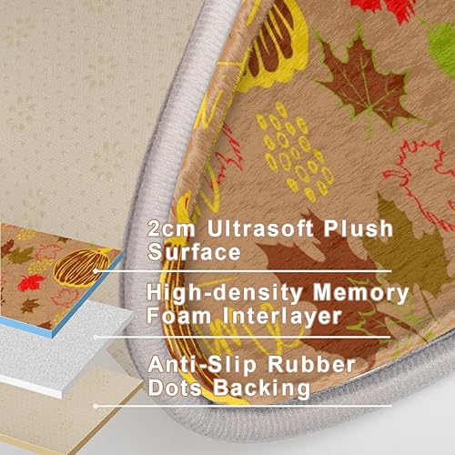 Miniatura 7 de Maple Leaf Pumpkin Bathroom Rug Mat Memory Foam Soft Plush Area Rug Non-Slip Absorbent Oval Rug for Bedroom Bathroom Bathtub Shower (Oval, 40×60cm)