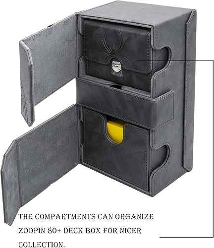 Vista 15 de Zoopin - Caja de 200 cartas para MTG, CCG, TCG, Yugioh... con dos contadores de vida integrados y dos bandejas de tarjetas más una bandeja de dados