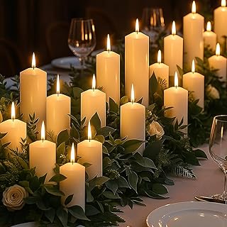 36 Pcs Ivory Pillar Candles Bulk Set,2x3 2x6 2x8 Inch