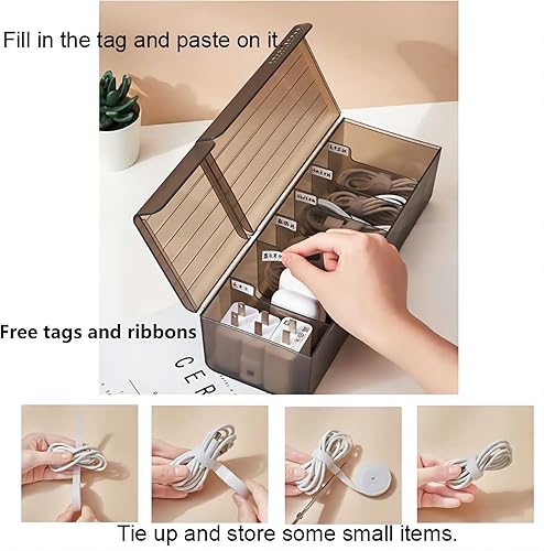 Miniatura 4 de ZHSMYUP Juego de 2 fundas organizadoras de cables de carga, 7 compartimentos, caja de almacenamiento, clasificador de cables USB, escritorio