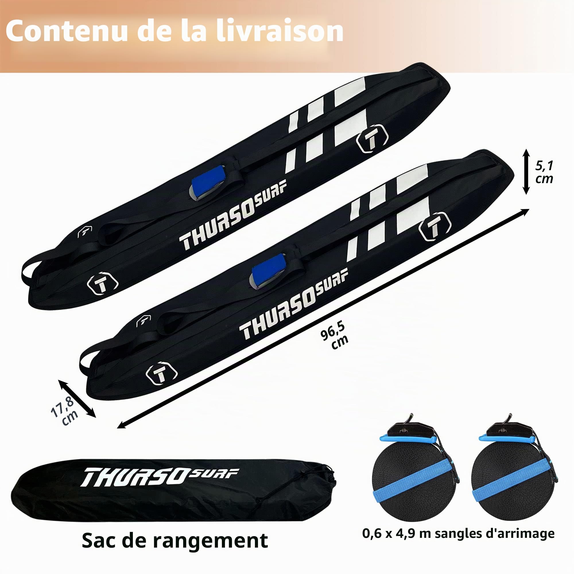 Thurso Surf Porte-Bagages de Toit Souple Universel pour Kayak, Ski, Snowboard, Sup Paddle Board - Solution de Transport Polyvalente et sécurisée avec Sac de Rangement Portable