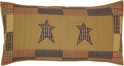 VHC Brands Stratton Primitive King - Funda de algodón con apliques de estrella de algodón acolchado a mano, rectangular, decoración para dormitorio