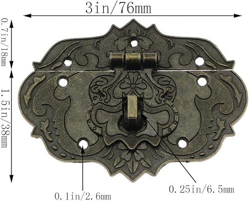 Miniatura 2 de Cerradura de cierre de latón decorativo con tornillos para joyero, caja ordinaria, caja de madera, decoración de muebles